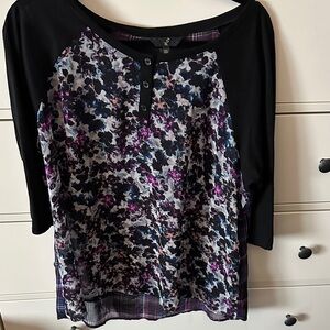 Floral Black and Purple Women's Top